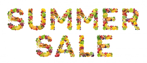 Summer sale made of fruits and berries