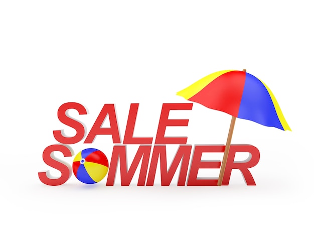 Summer Sale text with beach umbrella