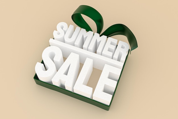 Summer sale with bow and ribbon 3d design render background