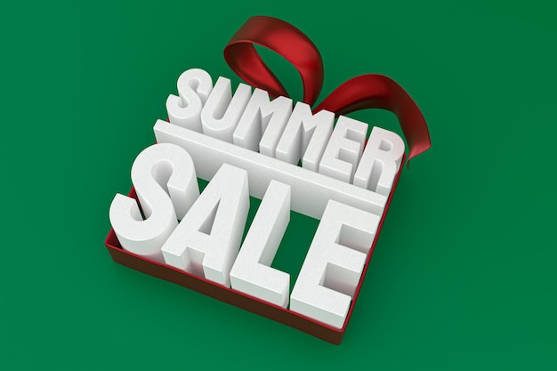 Summer sale with bow and ribbon 3d design render background