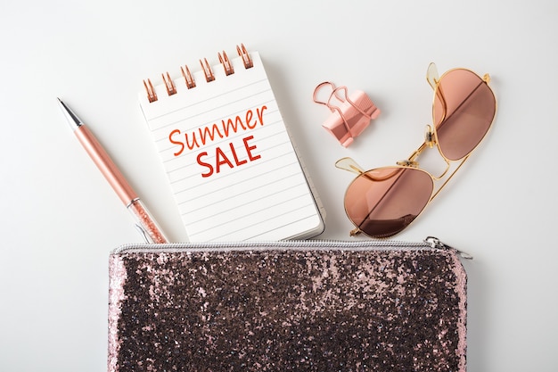 Summer sale with pink gold sunglasses