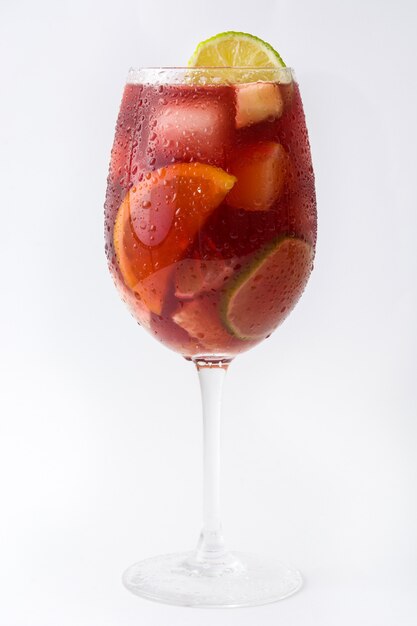 summer sangria in glass on white