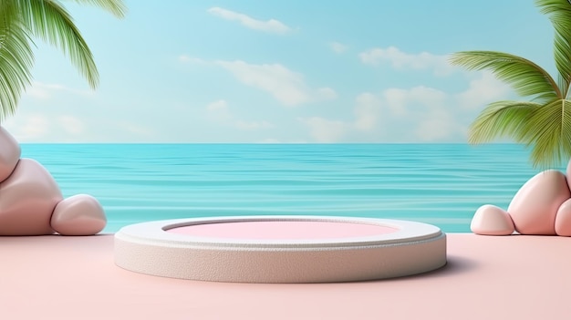 Summer style near the beach podium mockup