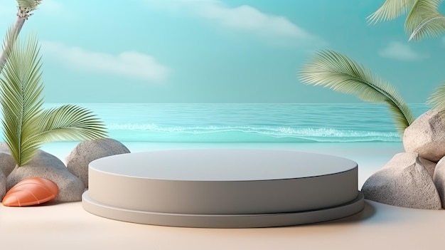 Summer style near the beach podium mockup