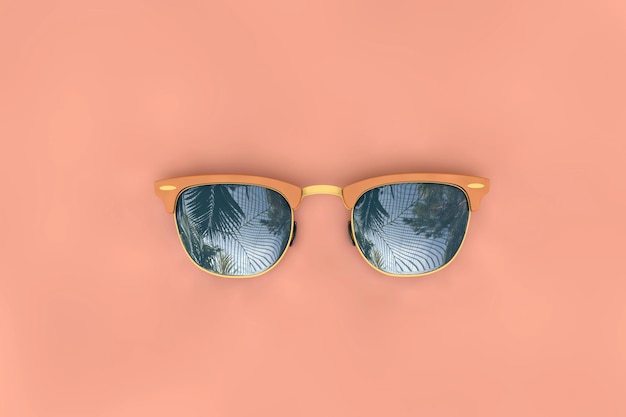 Summer sunglasses with tropical palm tree reflections d rendering