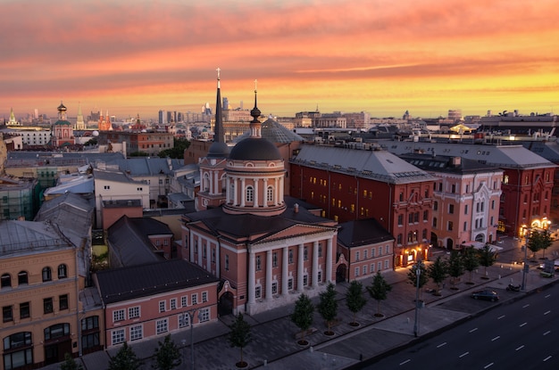 summer sunrise above moscow