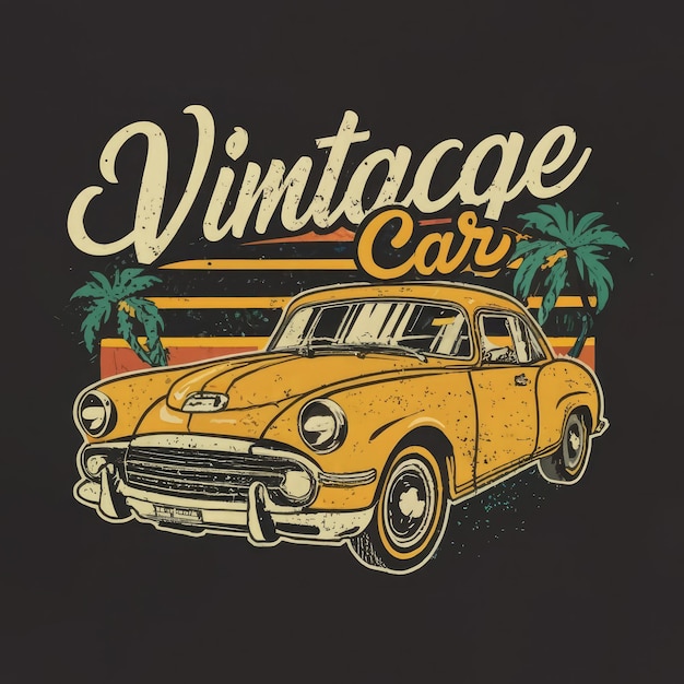 Summer t shirt classic vintage retro cars are on the beach