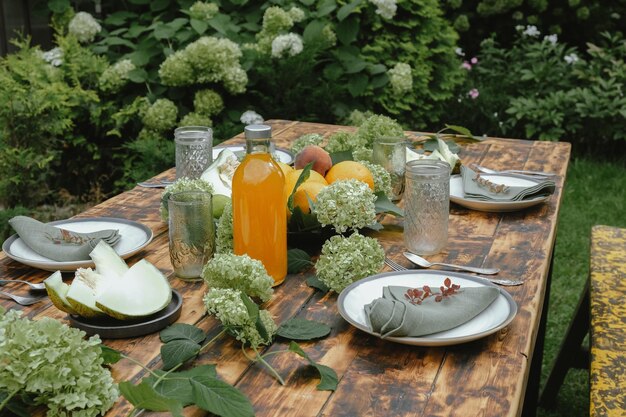 Summer table set for brunch Outdoor dining