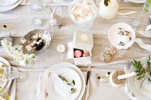 Summer table setting in light colors.