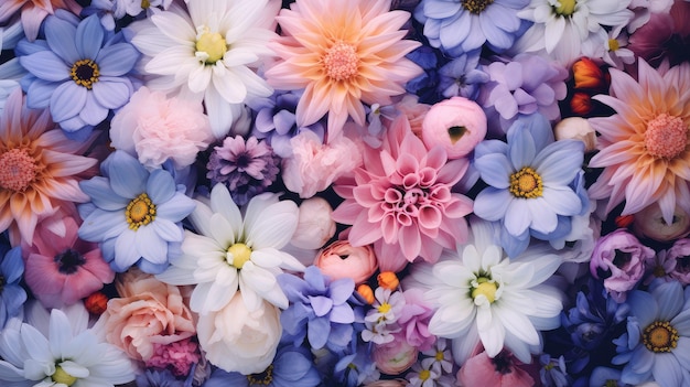 Summer texture bright floral top view