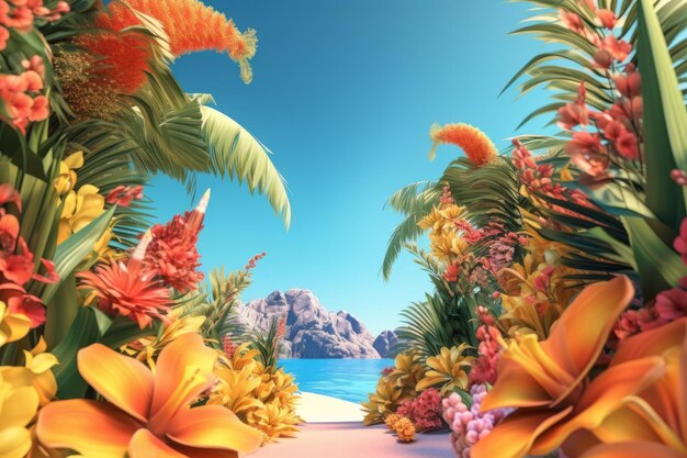 Summer Themed Lush Fractal Design Background