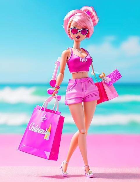 Photo summer trendy outfit for barbie doll fashionable shopping spree