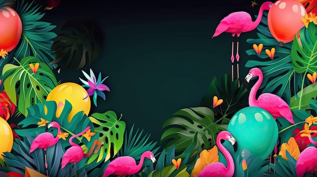 Summer Tropical Background Illustration AI GenerativexA