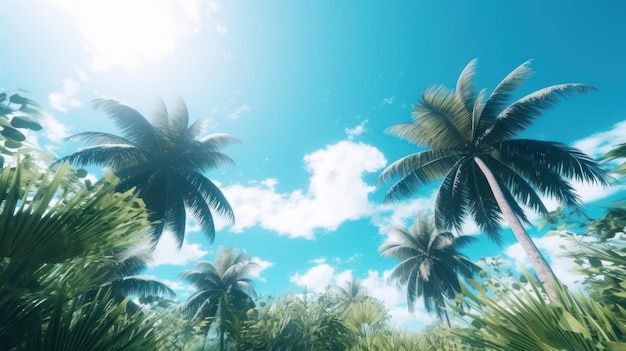 Summer tropical background with copy space Illustration AI Generative