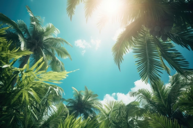 Summer tropical background with copy space Illustration AI Generative