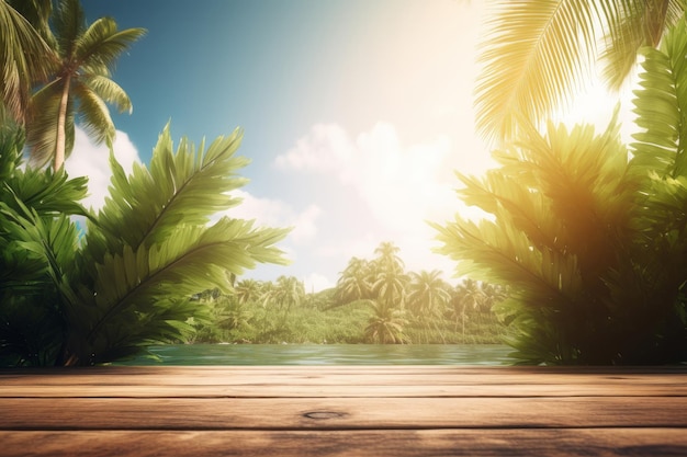 Summer tropical background with copy space Illustration AI Generative