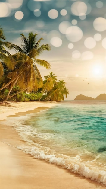 Summer tropical beach bokeh background