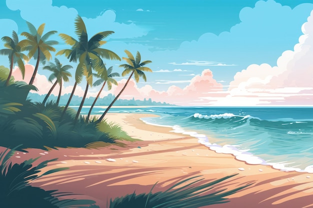 Summer tropical beach landscape background Exotic paradise beachside on sunset