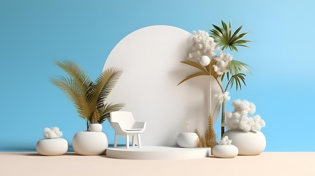 Summer tropical podium display background