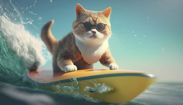 Summer vacation concept Funny cat in sunglassesGenerative AI