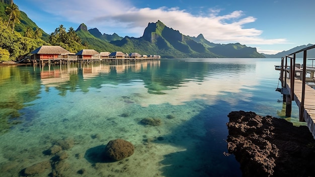 Summer vacation on Moorea island French Polynesia Generative AI