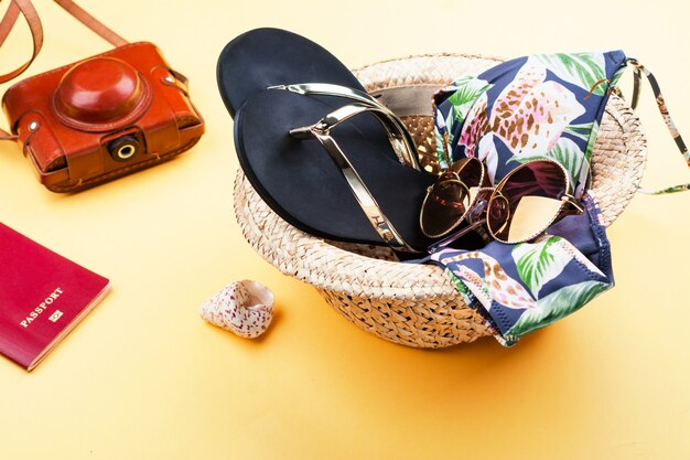 Summer vacation set - hat, bikini and flip flop