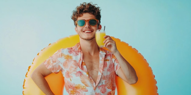 Summer Vibes A Man Posing with a Pool Float