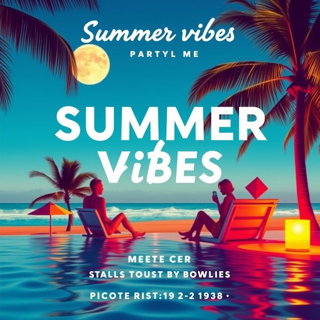 Photo summer vibes party flyer social media post template