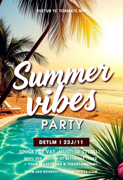 Photo summer vibes party flyer social media post template