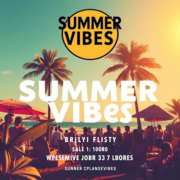 Photo summer vibes party flyer social media post template