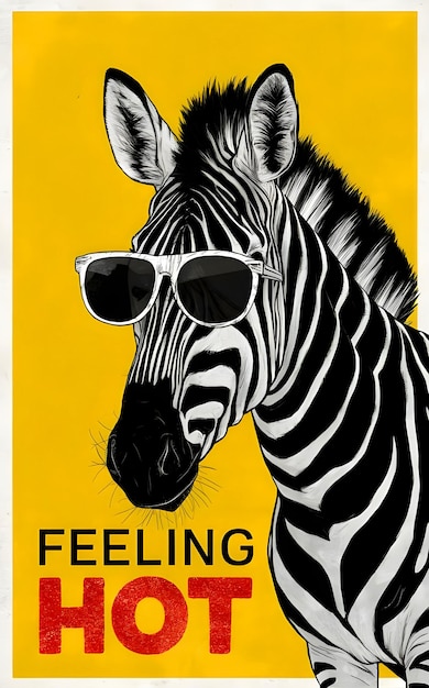 Summer Vibes A retro poster of a Zebra with the vibrant colour background