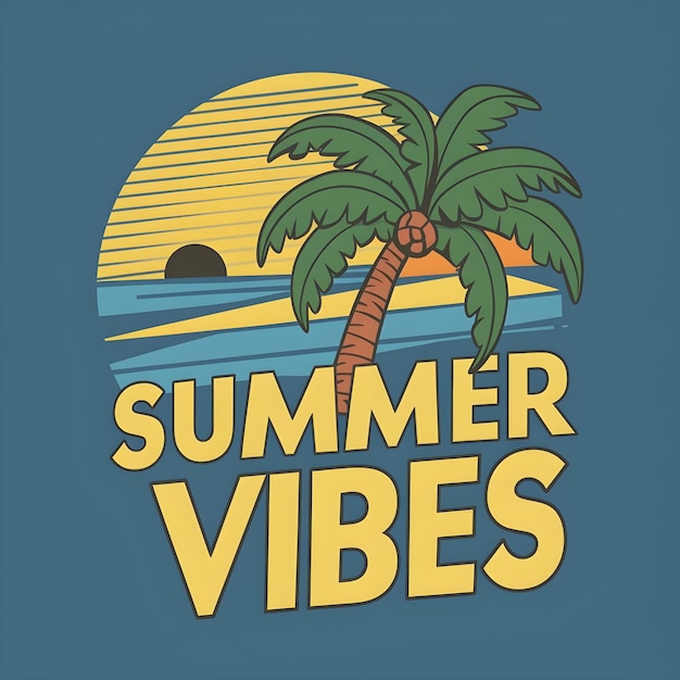 summer vibes with palm tree tshirt design vector illustration typography illustration