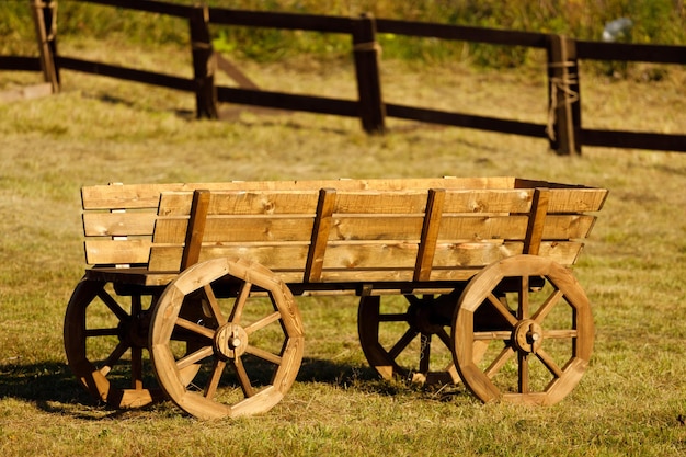 In the summer in the village an old wooden cart