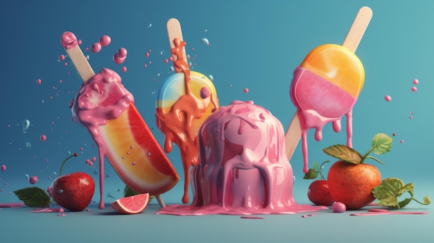 Summery Vibes Delicious and Colorful Ice Creams and Popsicles