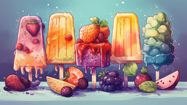 Summery Vibes Delicious and Colorful Ice Creams and Popsicles