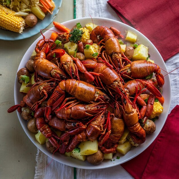 Sumptuous Cooked Crawfish Gourmet Seafood Indulgence