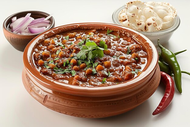 Photo sumptuous pumpkin curry with indian accompaniments isolated on a gradient spicecoloured background