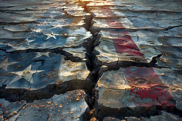 Sun Casting Light on Cracked Ground