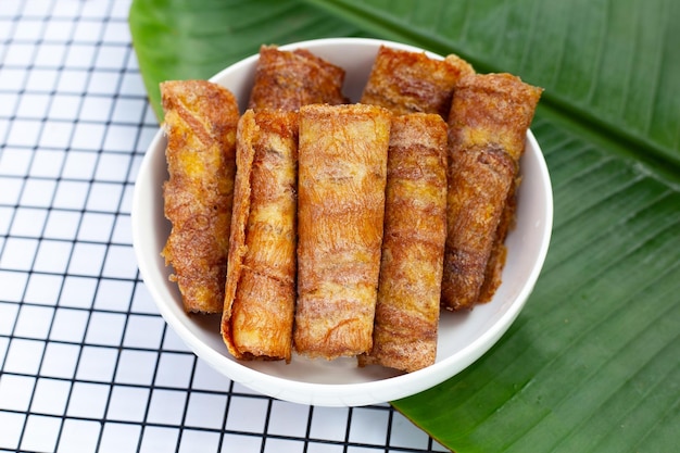 Sun dried banana roll snacks