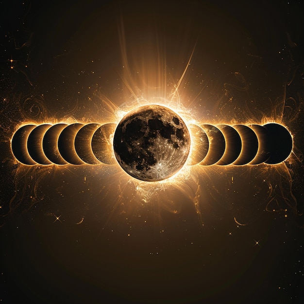 Photo sun and eclipse phases stylize the image