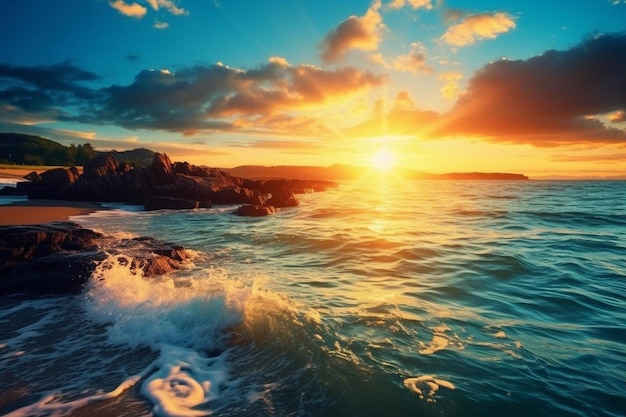 Sun Over Emerald Coastline Sun Wallpaper