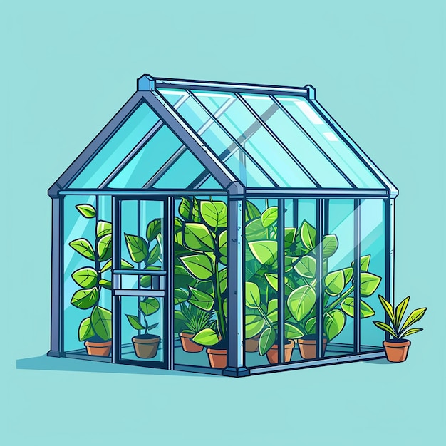 Sun Greenhouse Cartoon Vector Icon Illustration