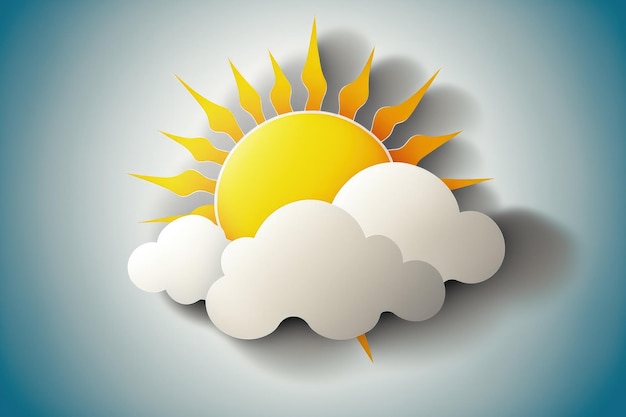 The sun is depicted in a cloudy sky in a cloudy daytime