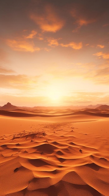 the sun is setting over a desert landscape