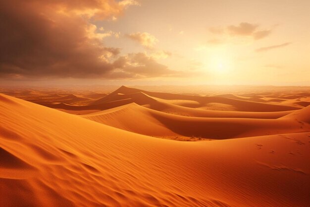 the sun is setting over the sand dunes