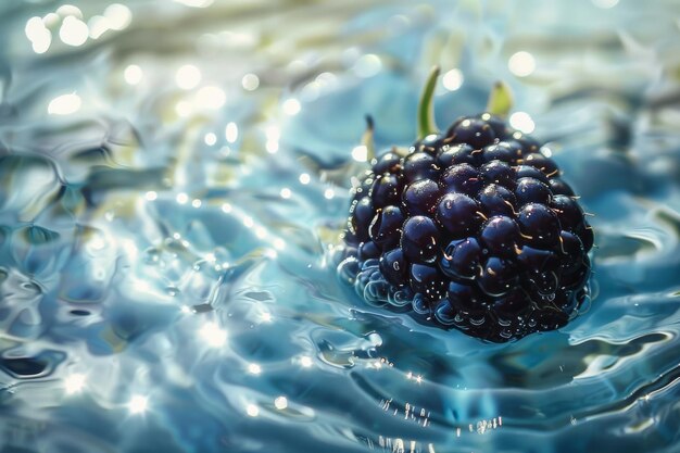 Sun Kissed Blackberry Floating in Sparkling Water