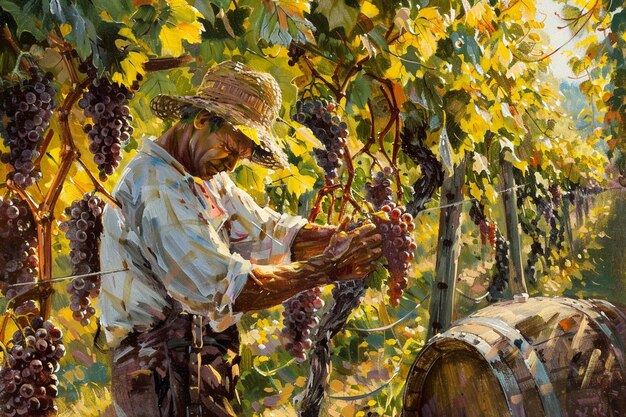 The sun kissed vineyard comes alive with activity generative ai