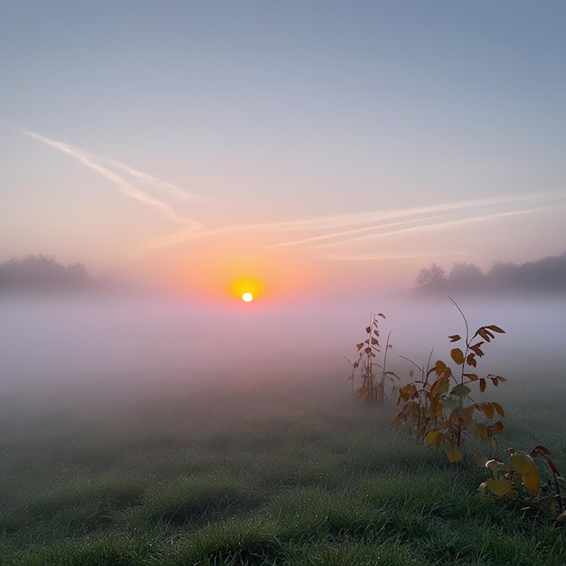 Photo the sun at a misty morning