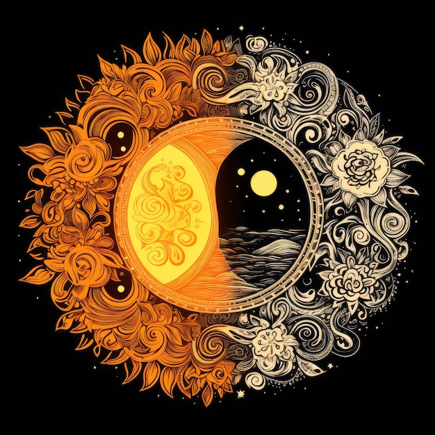 Photo sun and moon yinyang mandala