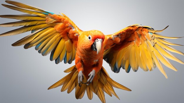 sun parakeet bird Aratinga solstitialis flying isolated Generative Ai